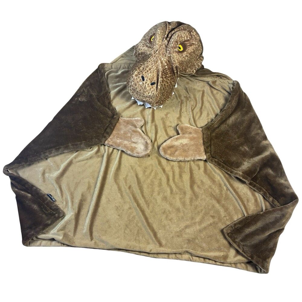 Jurassic World T-Rex Kids 3D Plush Super Soft 30in. x 50in. Hooded Throw Blanket